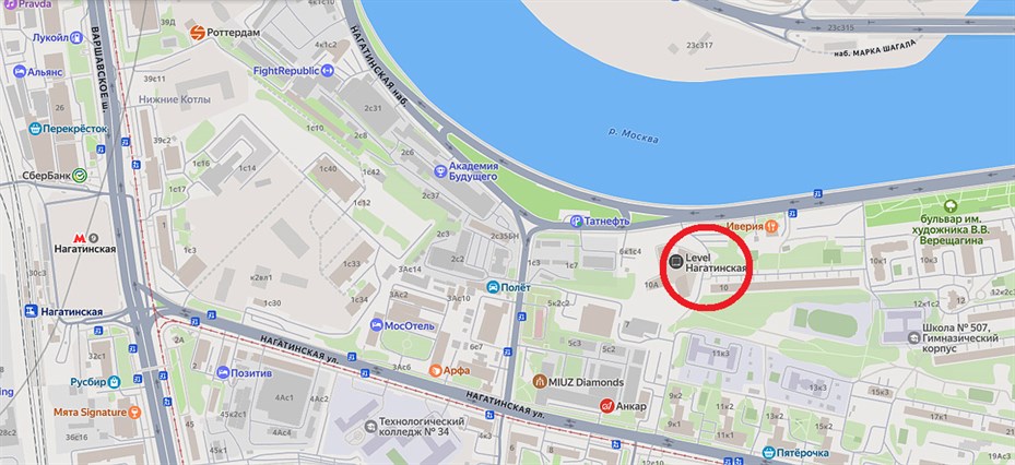 ЖК Level Нагатинская на карте Москвы