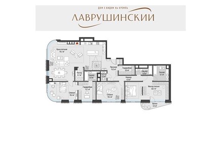 Пентхаус площадью 204.7 кв м в ЖК Лаврушинский
