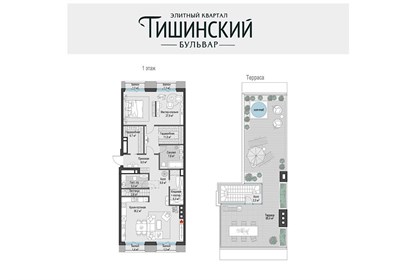 Пентхаус площадью 119.6 кв м в ЖК Тишинский бульвар
