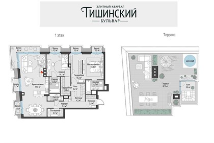Пентхаус площадью 130.6 кв м в ЖК Тишинский бульвар