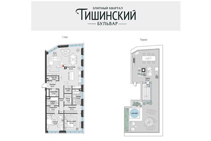 Пентхаус площадью 132 кв м в ЖК Тишинский бульвар