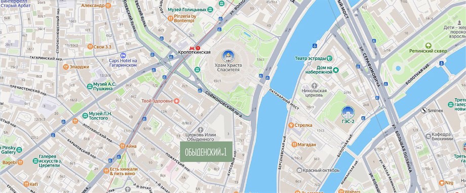 Клубный дом Обыденский №1 на карте Москвы